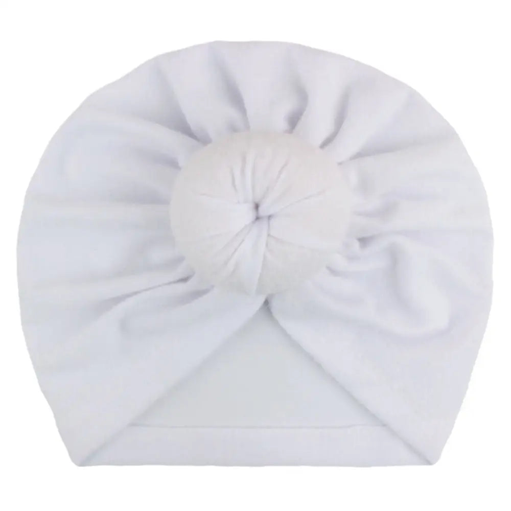 Children’s turban hat baby knotted Indian beanie - White