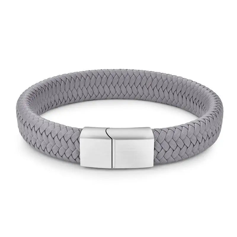 Classic Men Leather Bracelets - Grey / 22cm