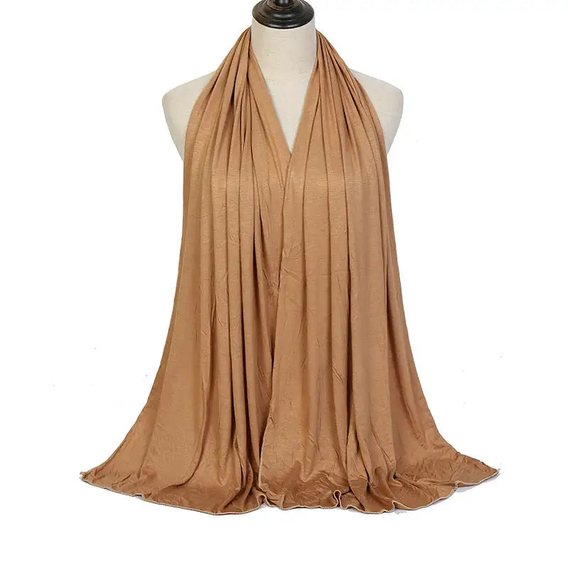 Cotton Women’s Knitted Long Muslim Shawl Plain Soft Women’s Islamic Headscarf