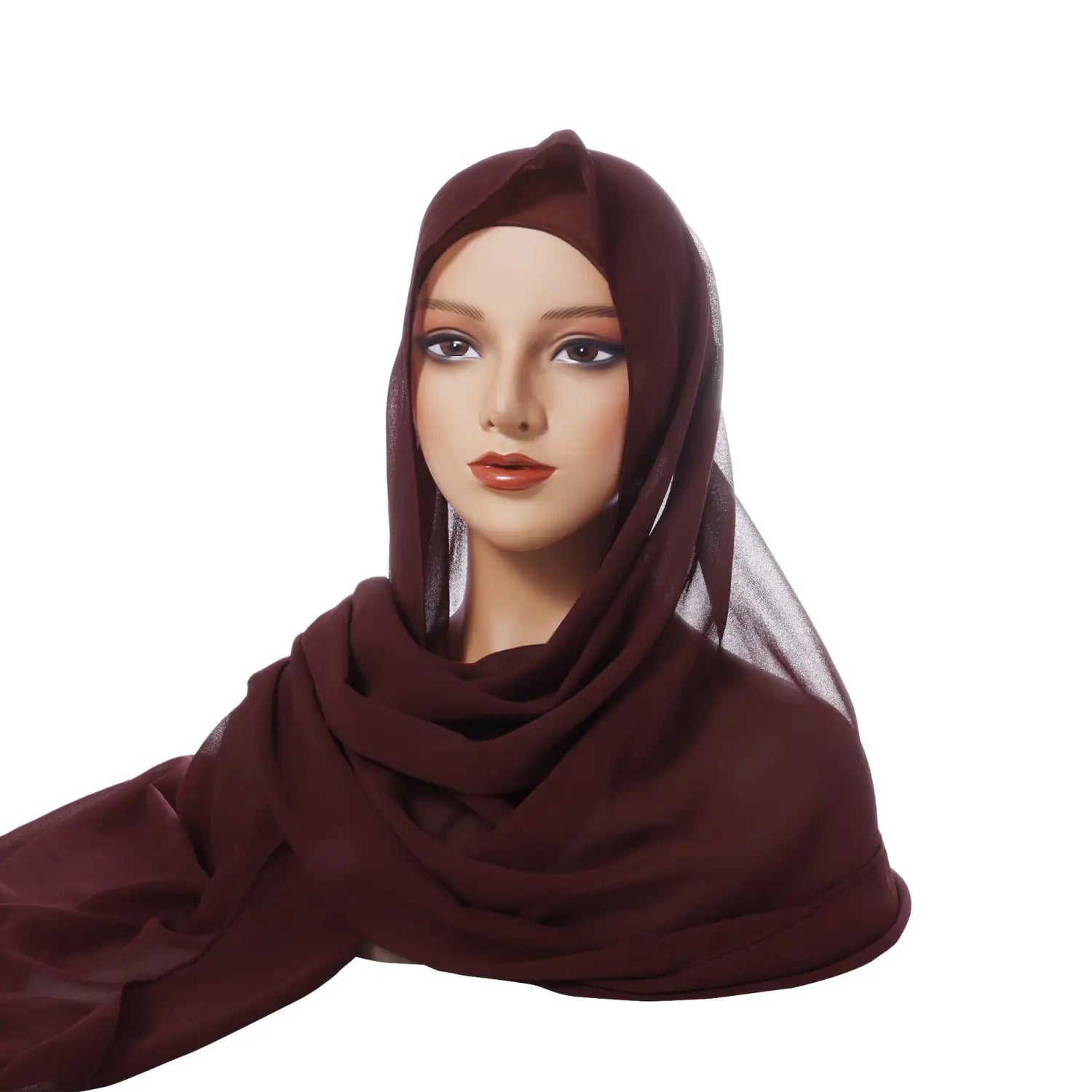 Turban en mousseline de soie plissé avec cordon de serrage et bonnet monochrome