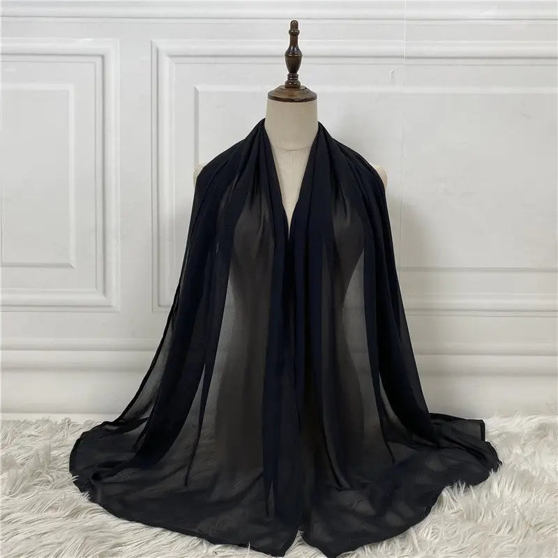 Damesmode Effen Kleur Hijab voor Stijlvolle Vrouwen - Black / One size - 1