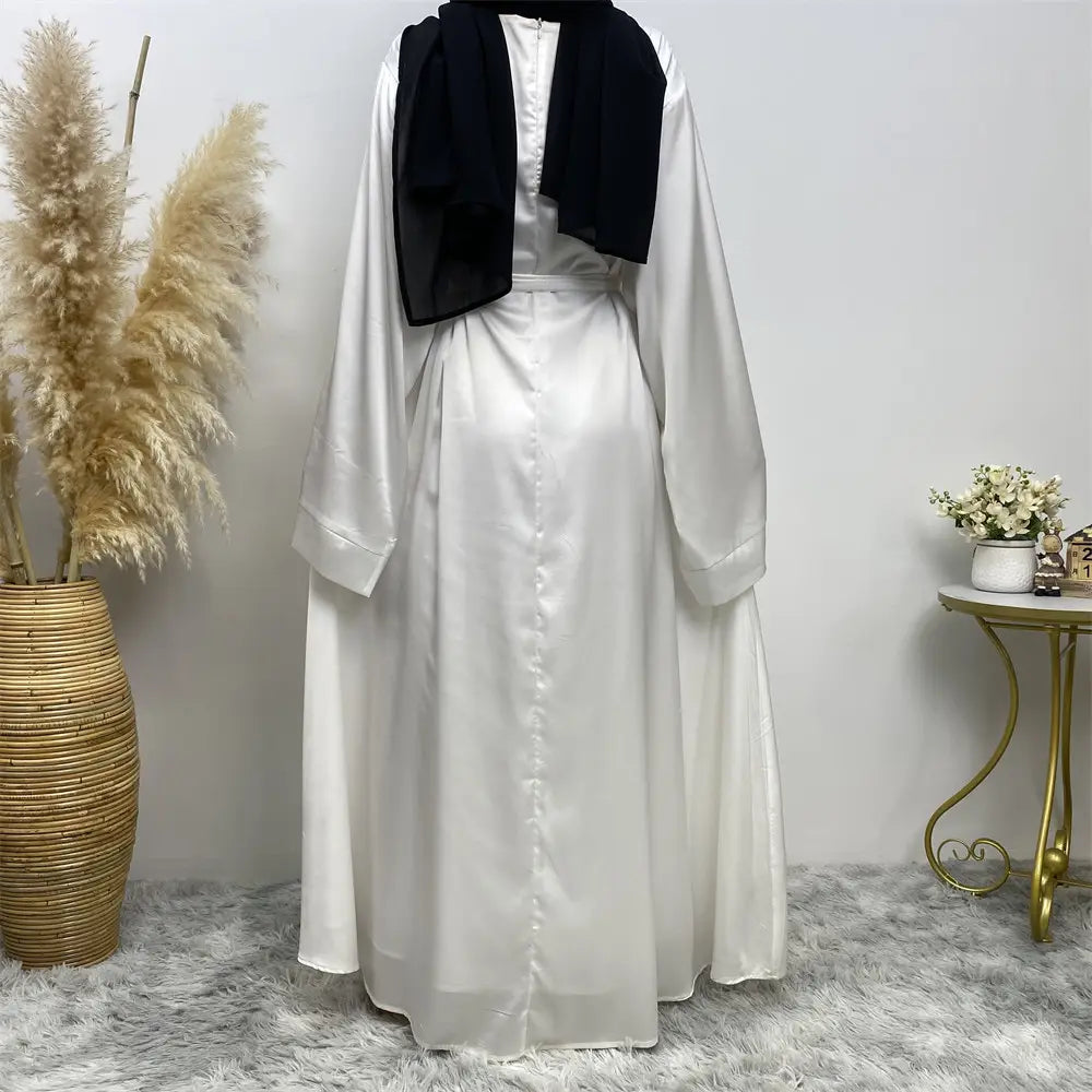 Robe musulmane en satin à lacets pour femme