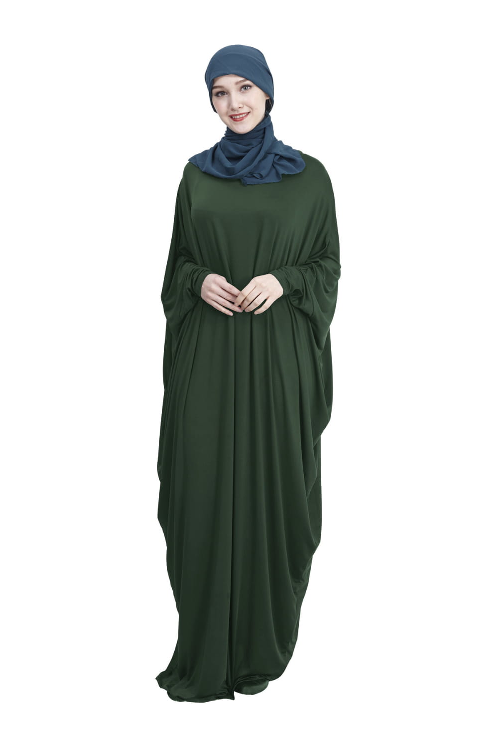 Robe musulmane arabe décontractée multicolore à manches chauve-souris