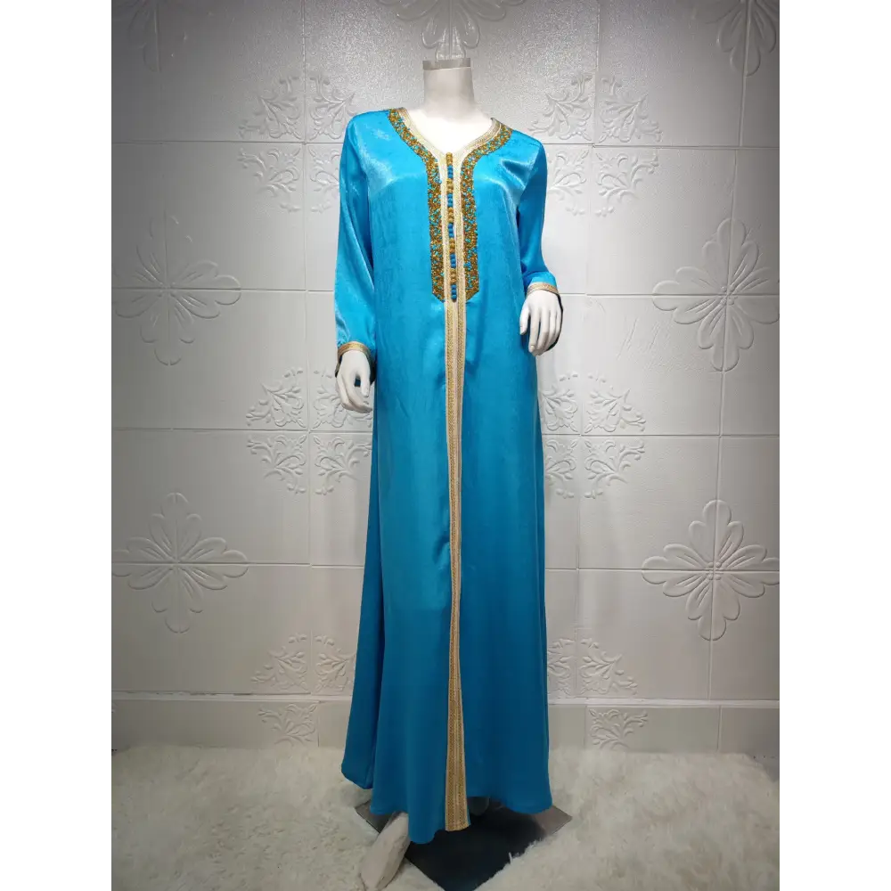 Dress With Hot Diamond Ribbon Lace Dubai Muslim Robe