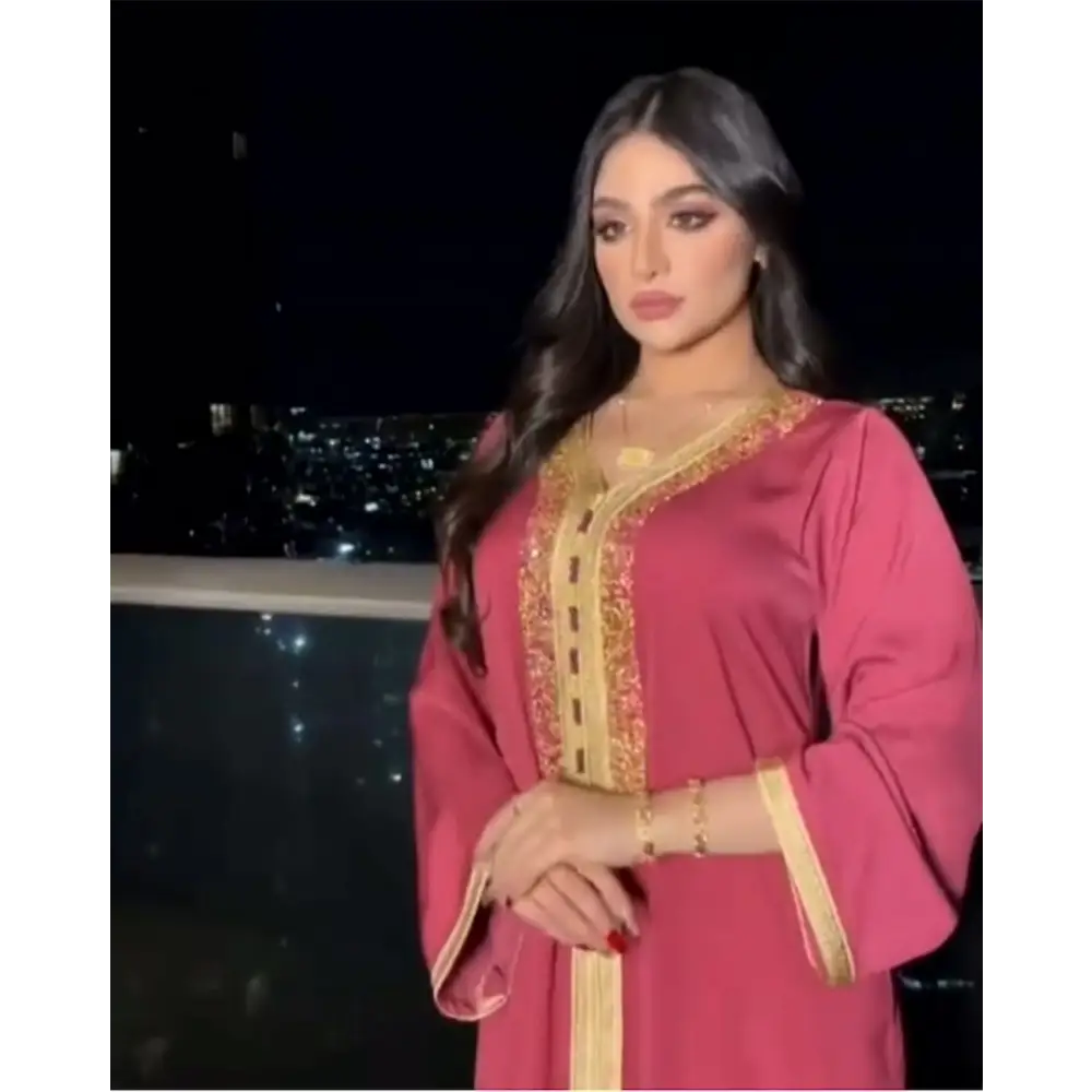 Dress With Hot Diamond Ribbon Lace Dubai Muslim Robe