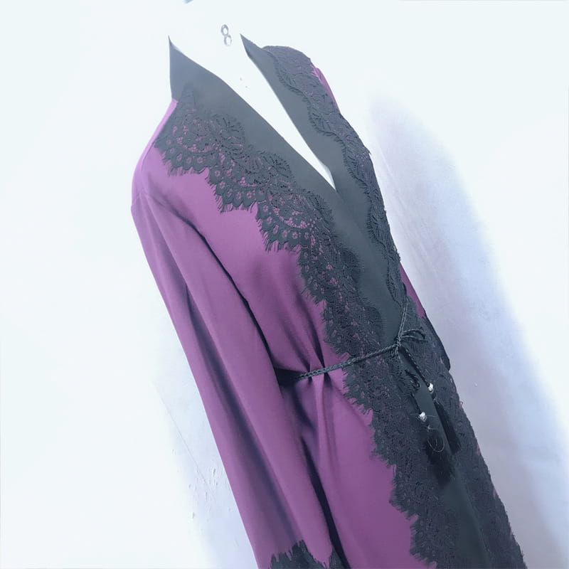 Robe cardigan en dentelle pour femmes musulmanes