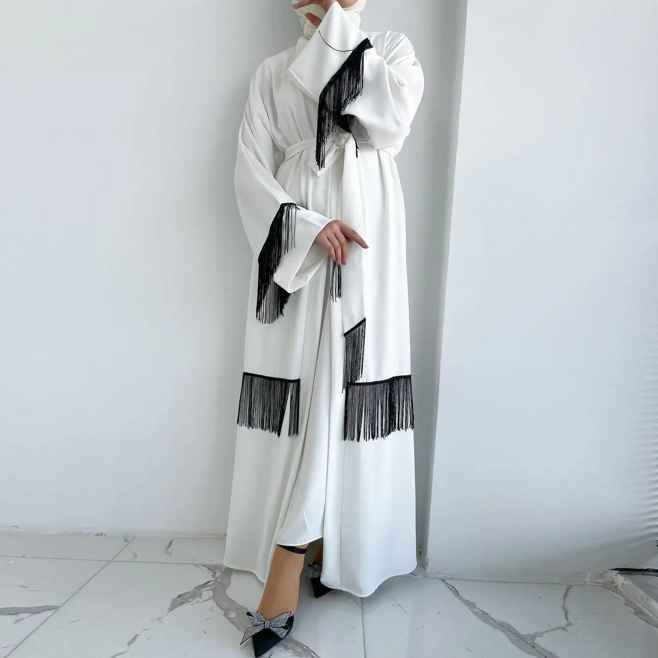 Vêtements ethniques arabes de Dubaï, Moyen-Orient, Abaya, manteau, robe à franges
