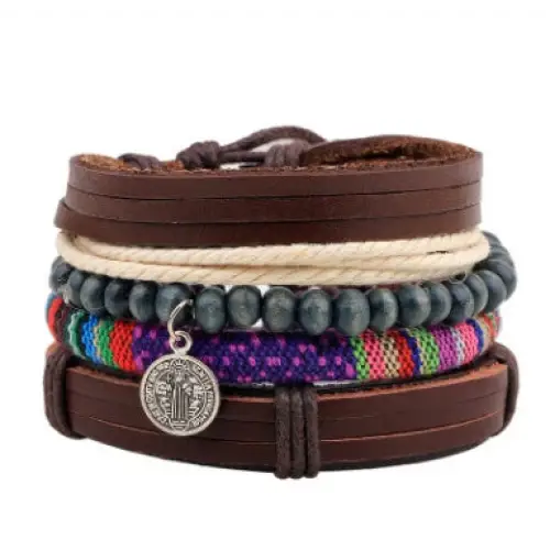 Fashion Beaded Leather Bracelets And Bracelets - 2