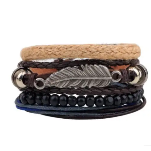 Fashion Beaded Leather Bracelets And Bracelets - 5