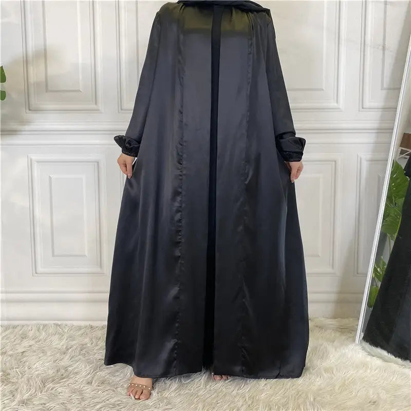 Fashionable Islamic Muslim Cardigan Robe - Black / S