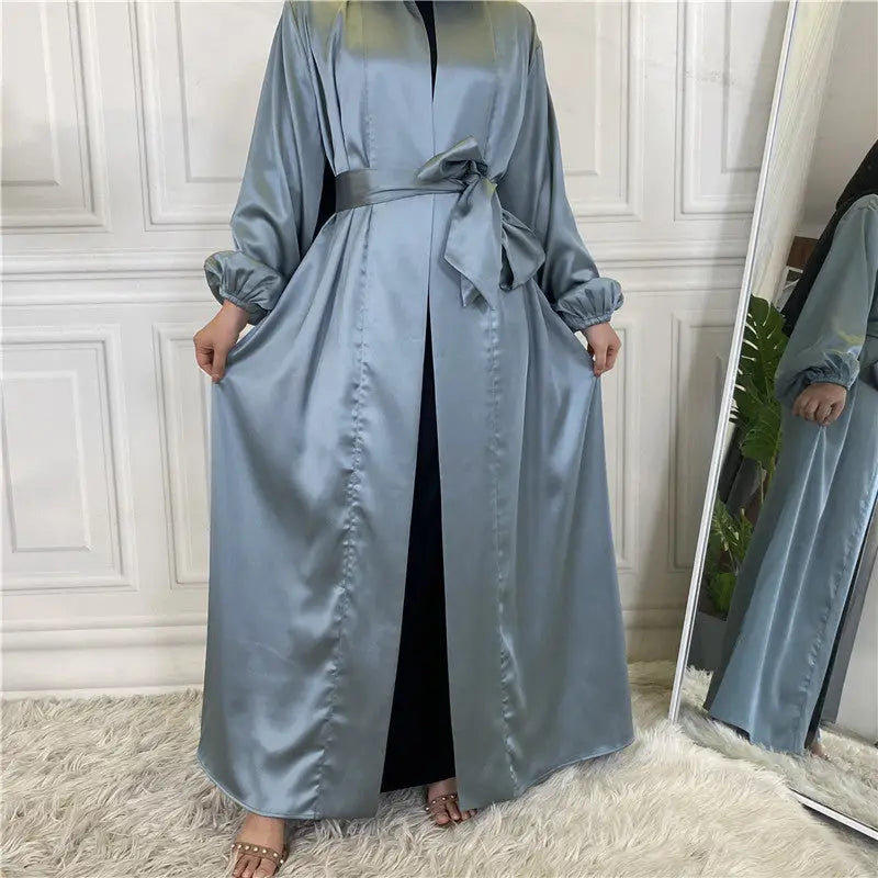 Fashionable Islamic Muslim Cardigan Robe - Blue Grey / S