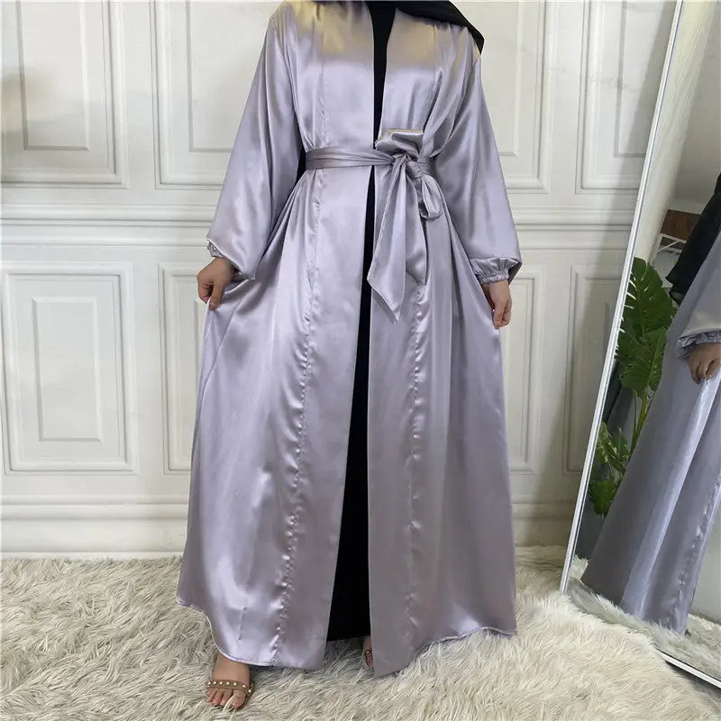 Fashionable Islamic Muslim Cardigan Robe - Grey / S