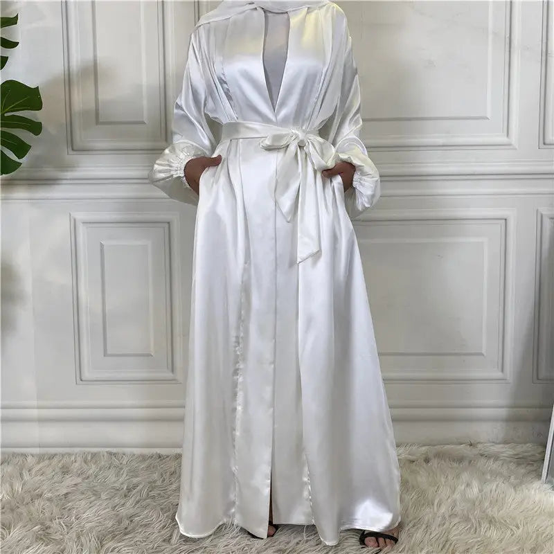 Fashionable Islamic Muslim Cardigan Robe - White / S