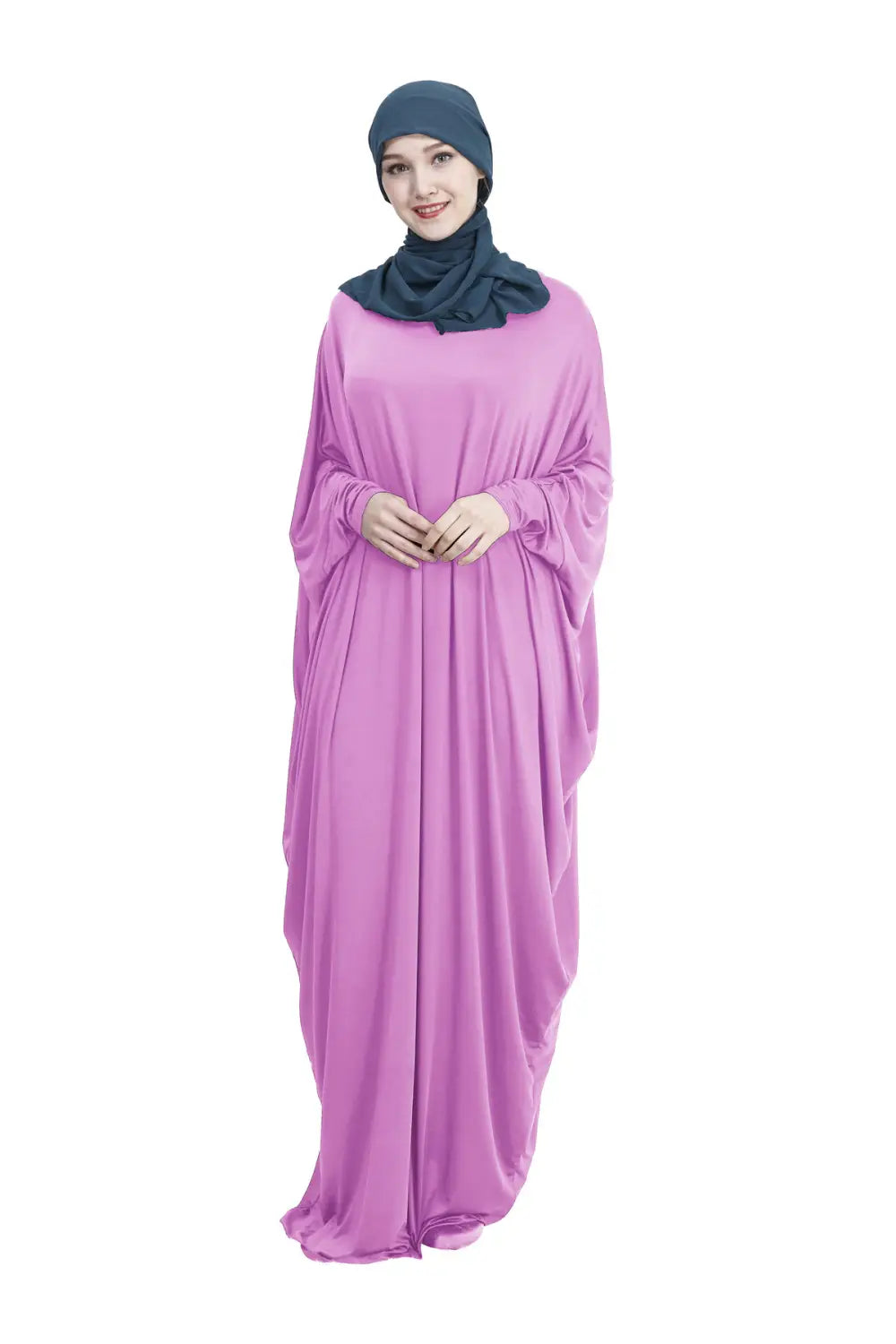 Robe musulmane arabe décontractée multicolore à manches chauve-souris