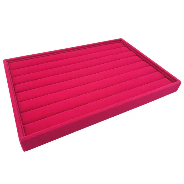 Flannel Jewelry Plate Ring Display Box Jewelry - Rose red elastic band ring pla