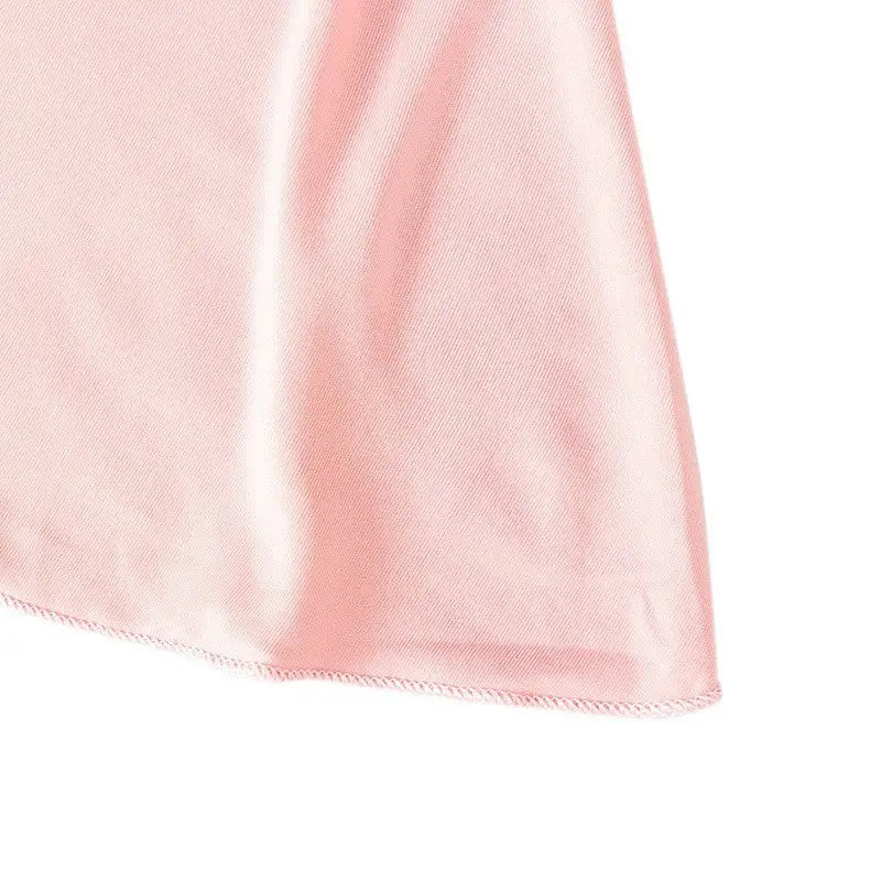 Girls Long Sleeve Color Matching Ruffle Lace Dress Bow Knot Turban
