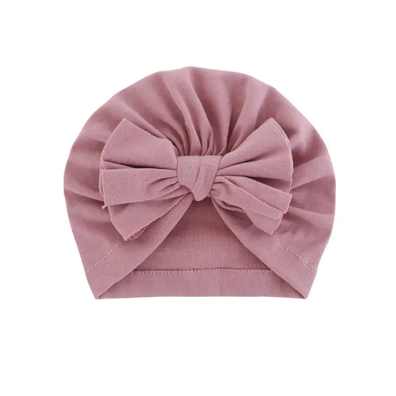 Hooded Hat with Bowknot Wrapped Turban Solid Color Hat - A