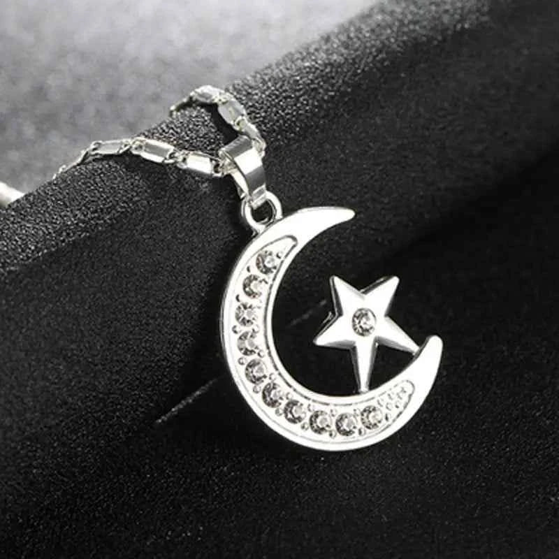 Islam Halsketting MAAN-STER Zilveren Gouden Kleur met CZ Sieraad voor Vrouwen Geschenk