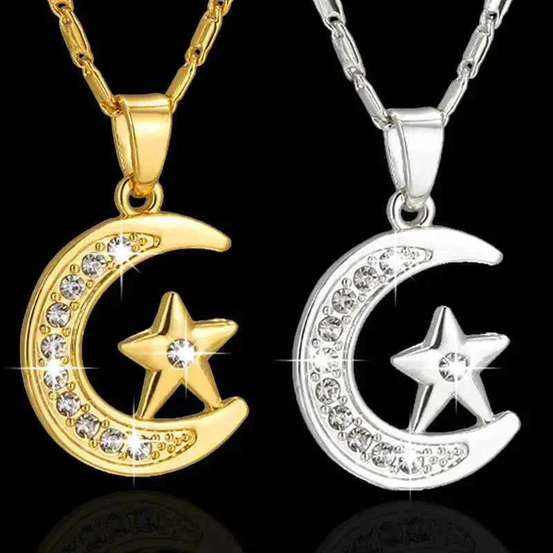 Islam Halsketting MAAN-STER Zilveren Gouden Kleur met CZ Sieraad voor Vrouwen Geschenk