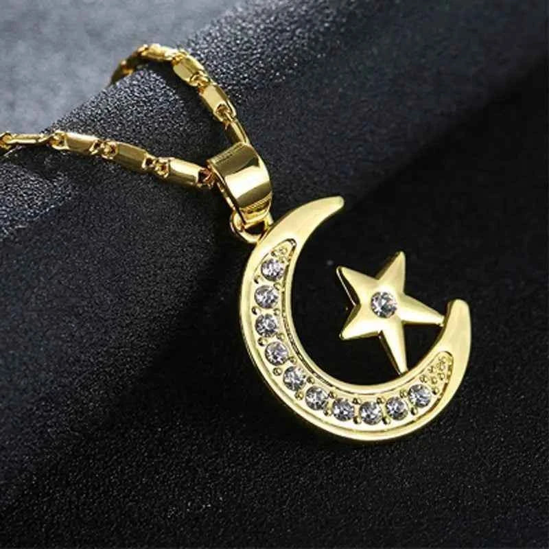 Islam Halsketting MAAN-STER Zilveren Gouden Kleur met CZ Sieraad voor Vrouwen Geschenk
