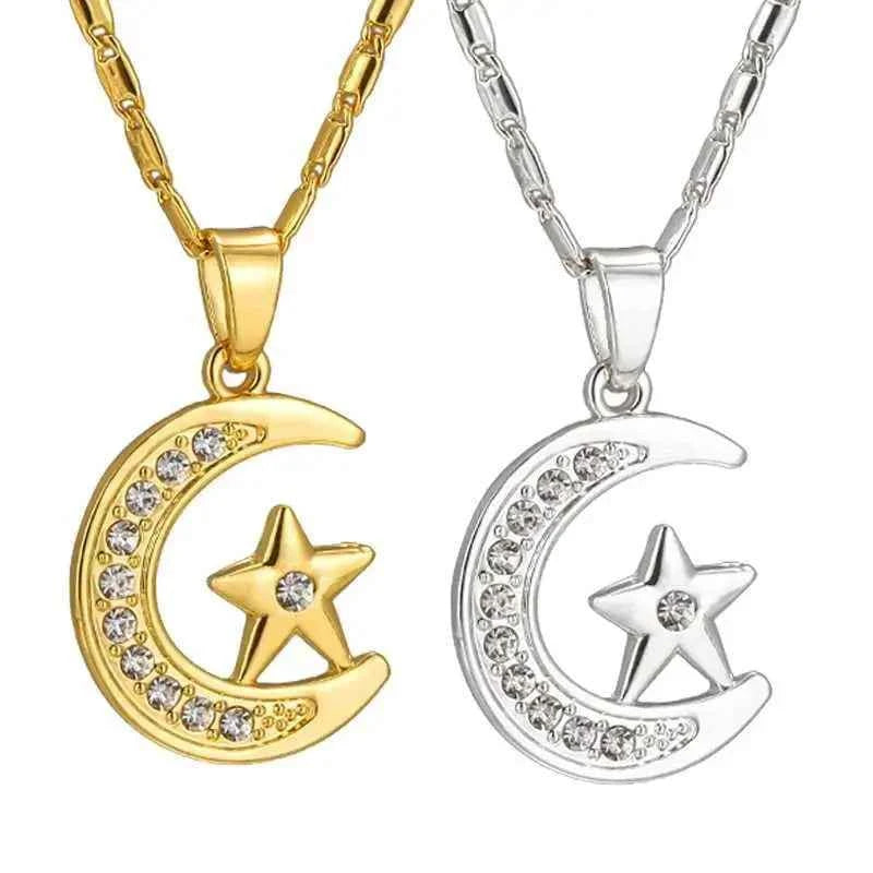 Islam Halsketting MAAN-STER Zilveren Gouden Kleur met CZ Sieraad voor Vrouwen Geschenk