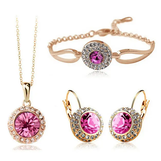 Jewelry Set - Golden Rose Red