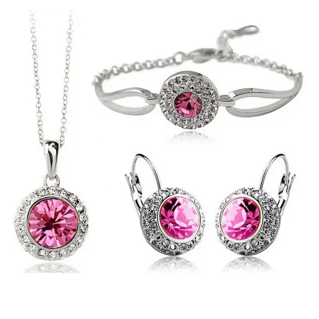 Jewelry Set - Silver Rose Red