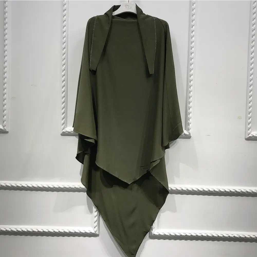 Ladies Eid Mubarak Prayer Costume Islamic Turban - Army Green