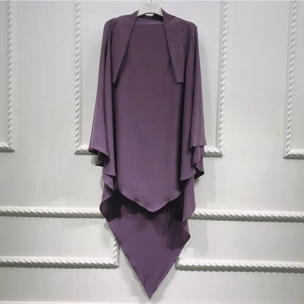 Ladies Eid Mubarak Prayer Costume Islamic Turban - Dark Purple
