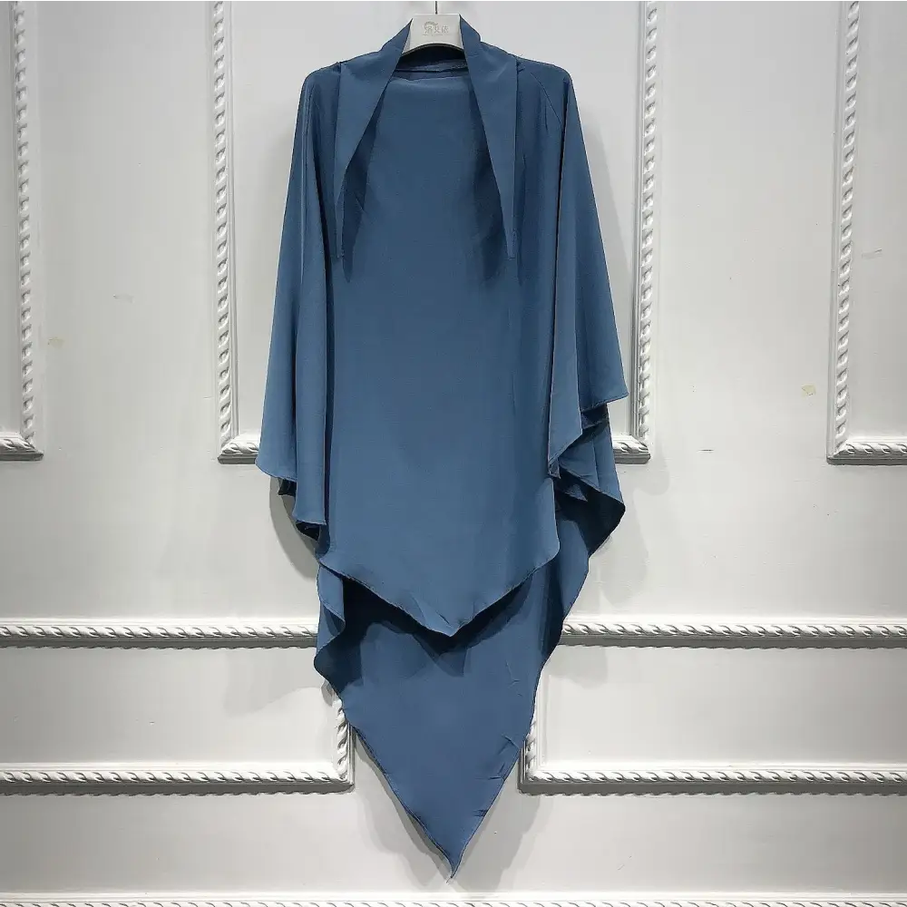 Ladies Eid Mubarak Prayer Costume Islamic Turban - Hole blue