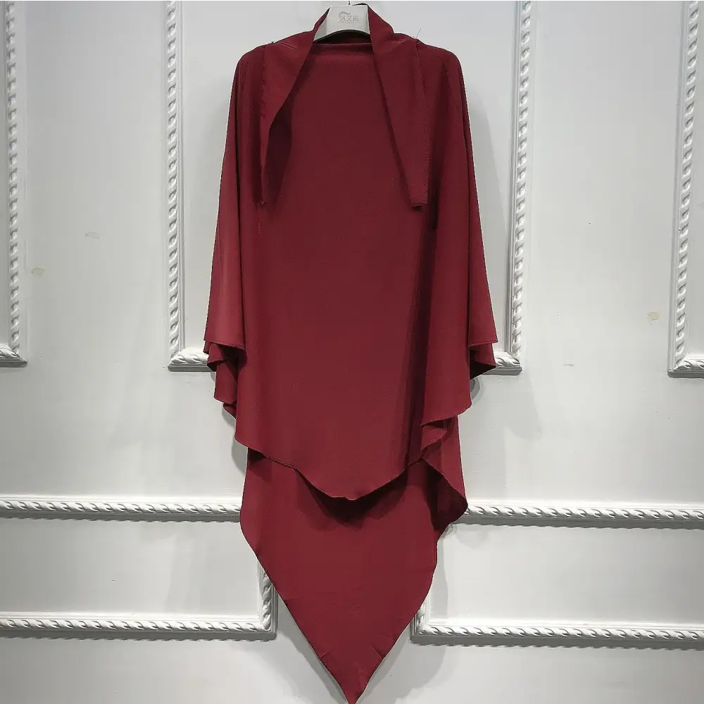 Ladies Eid Mubarak Prayer Costume Islamic Turban - Wine Red