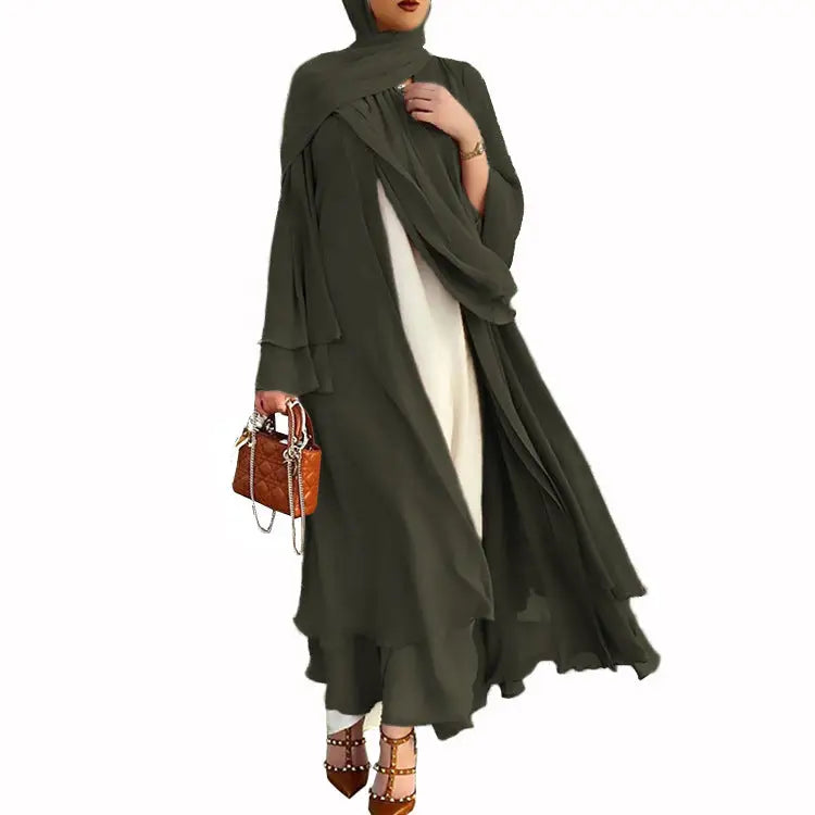 Latest Muslim Abaya Fashion Soft And Elegant Large - Army Green / 2XL