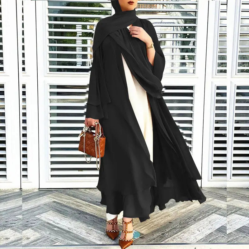 Latest Muslim Abaya Fashion Soft And Elegant Large - Black / S