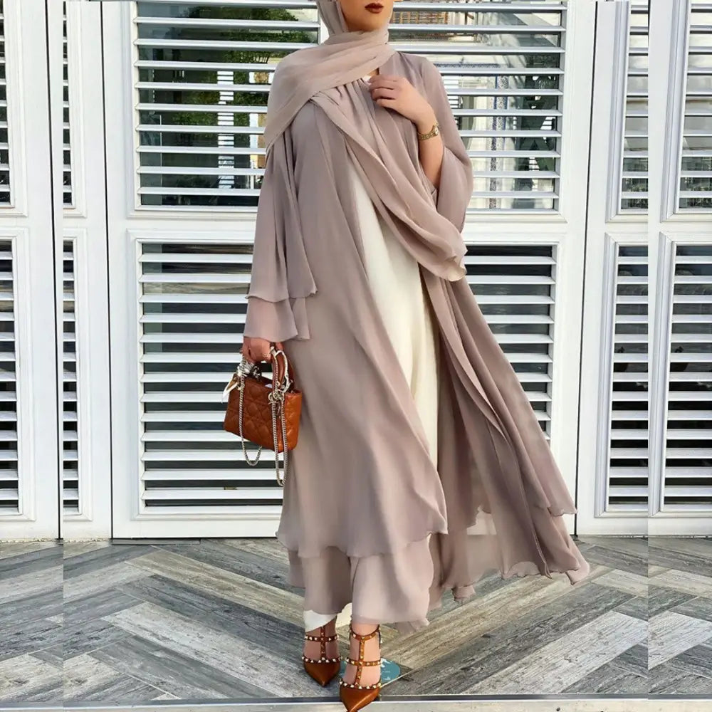 Latest Muslim Abaya Fashion Soft And Elegant Large - Khaki / S