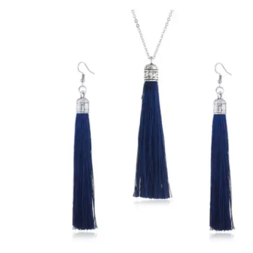 LZHLQ Fashion Tassel Necklace Sets Trendy Women Sweater Chain Necklaces Accessories Set - Orange