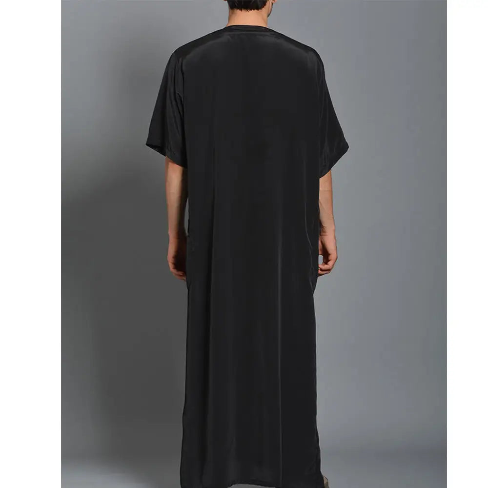 Medium Long Sleeve New Embroidery Men’s Muslim Robe Arabic Robe