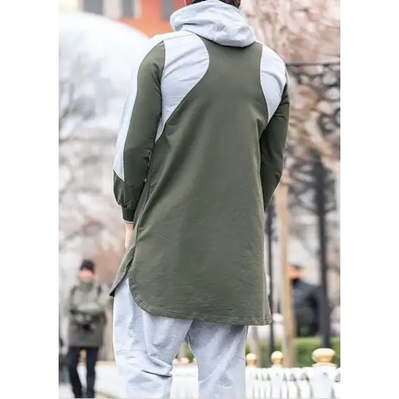 Mens Colorblock Robe Muslim Zip Pocket Sweatshirt