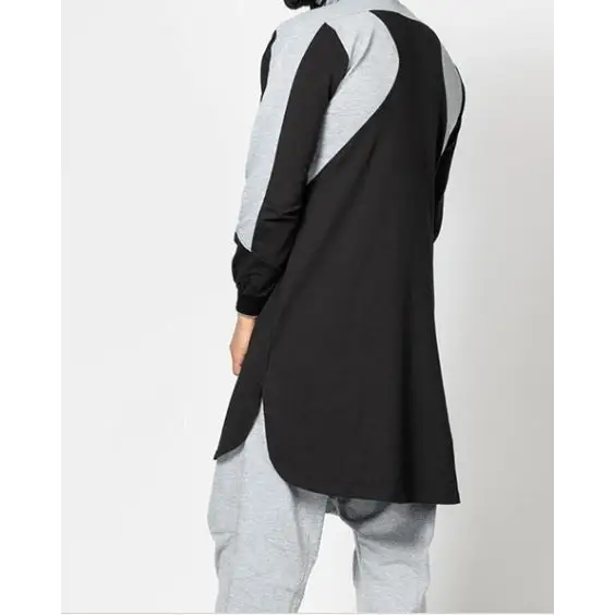 Mens Colorblock Robe Muslim Zip Pocket Sweatshirt