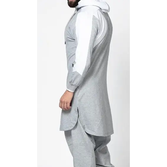 Mens Colorblock Robe Muslim Zip Pocket Sweatshirt