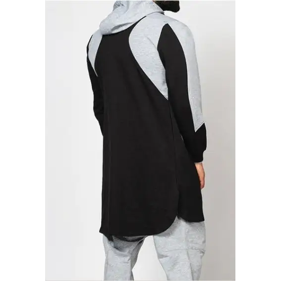 Mens Colorblock Robe Muslim Zip Pocket Sweatshirt - Black / S