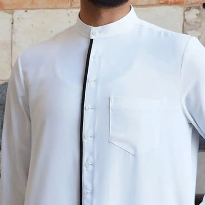 Men’s Fashion Casual White Button Down Muslim Robe