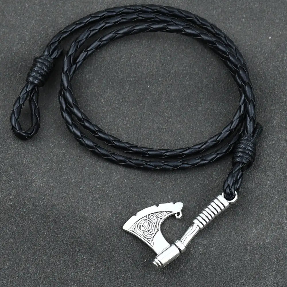 Men’s Jewelery Ax Wrap Anchor Viking Leather Bracelet
