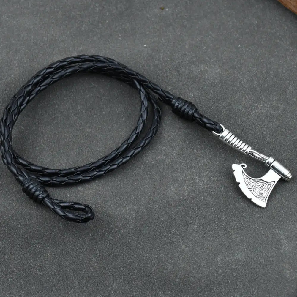 Men’s Jewelery Ax Wrap Anchor Viking Leather Bracelet