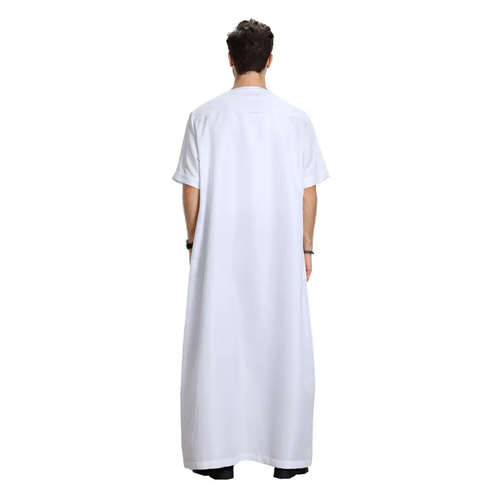 Men’s Muslim Arab Short-sleeved Solid Color Robe