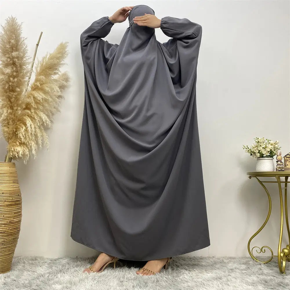 Middle East Dubai Clear Muslim Split Size Dress - Grey / S