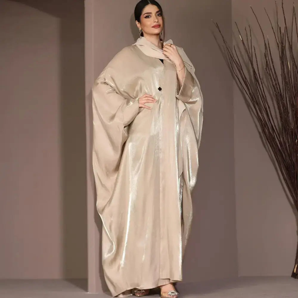Robe en satin de soie brillante pour femmes musulmanes du Moyen-Orient