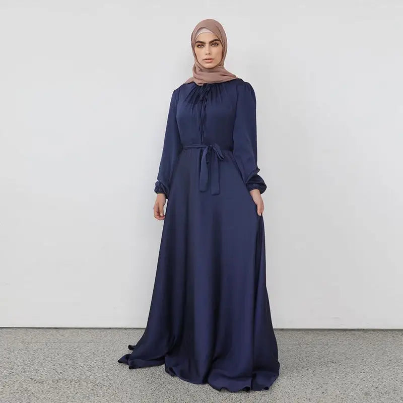 Middle East Saudi Foreign Trade Cross-border Muslim Dress - Navy Blue / S
