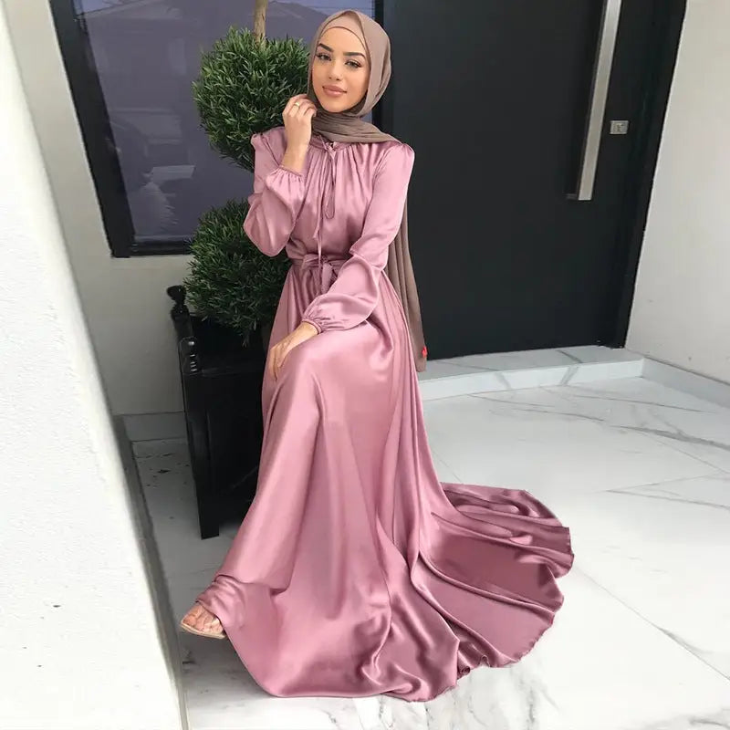 Middle East Saudi Foreign Trade Cross-border Muslim Dress - Pink / S