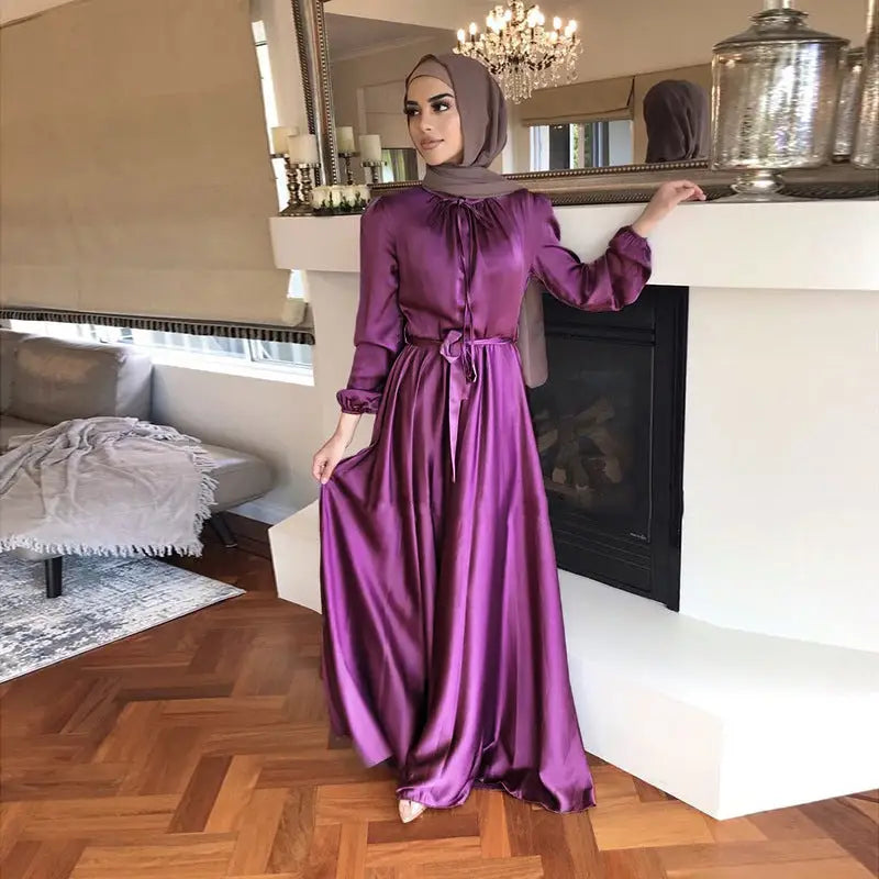 Middle East Saudi Foreign Trade Cross-border Muslim Dress - Purple / S
