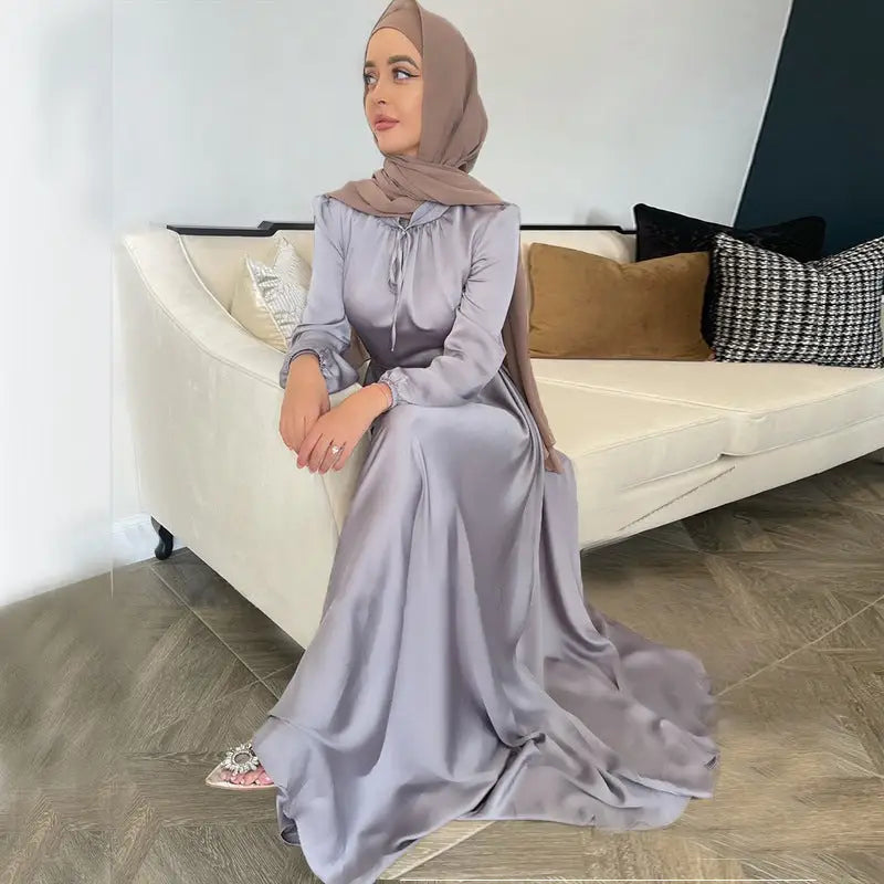 Middle East Saudi Foreign Trade Cross-border Muslim Dress - Silver / 2XL